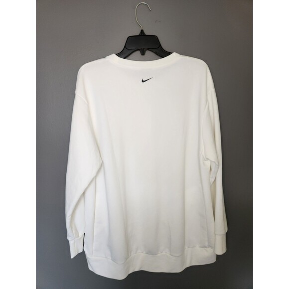 Nike Sweatshirt Men's L White Dri-Fit "Just Do It" Arm Spell Out Crew Pockets - Picture 3 of 8